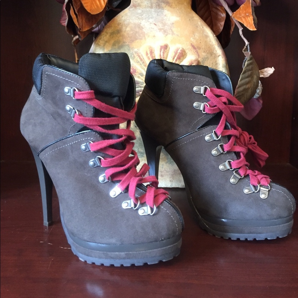 Xhilaration high heeled boots 11  brown red